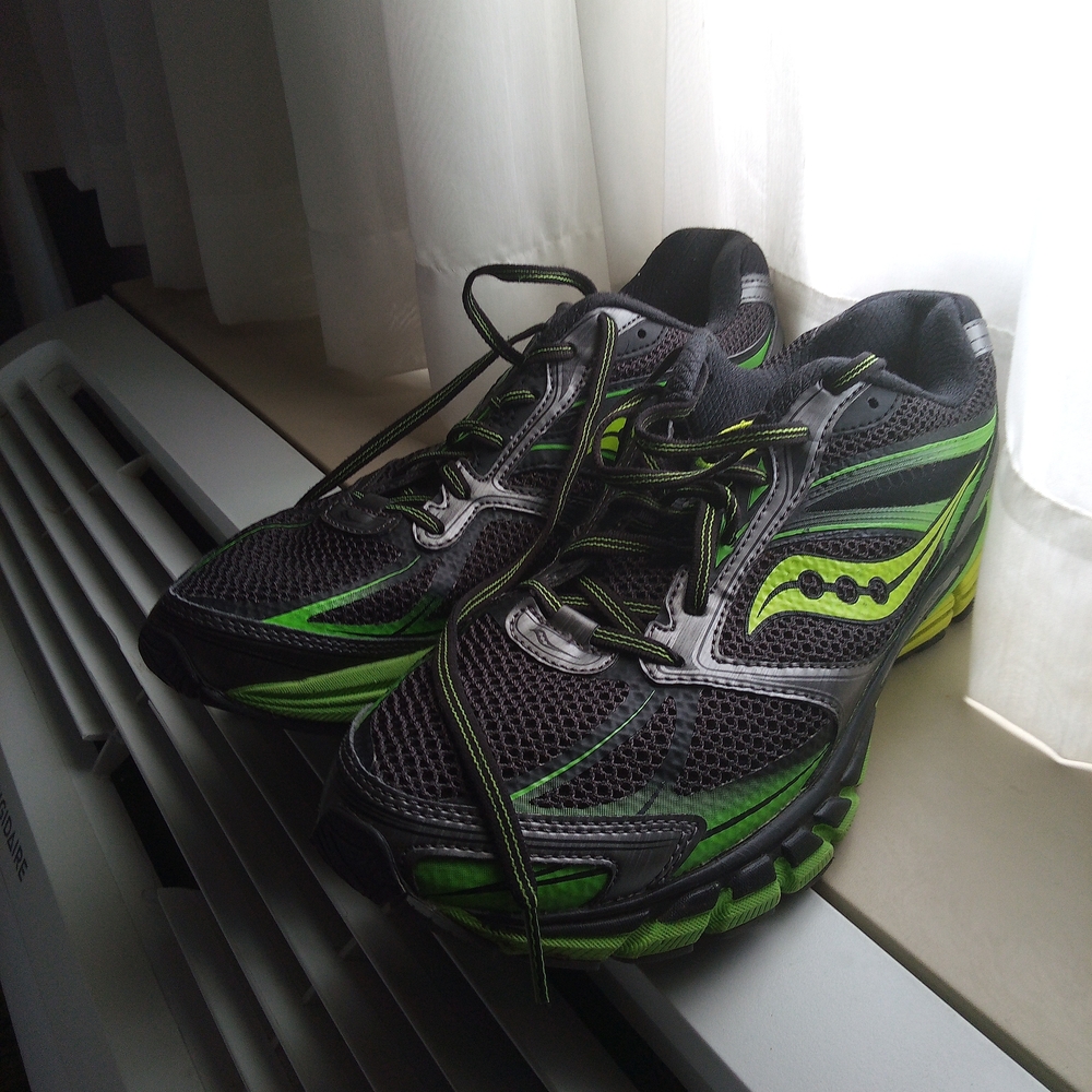 Saucony Black and Neon Green Athletic Shoes